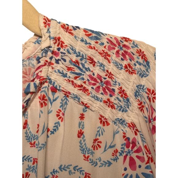 Talbots Petite White Paisley Floral Print Smocked Blouse Top XLP Scandinavian - Picture 3 of 7